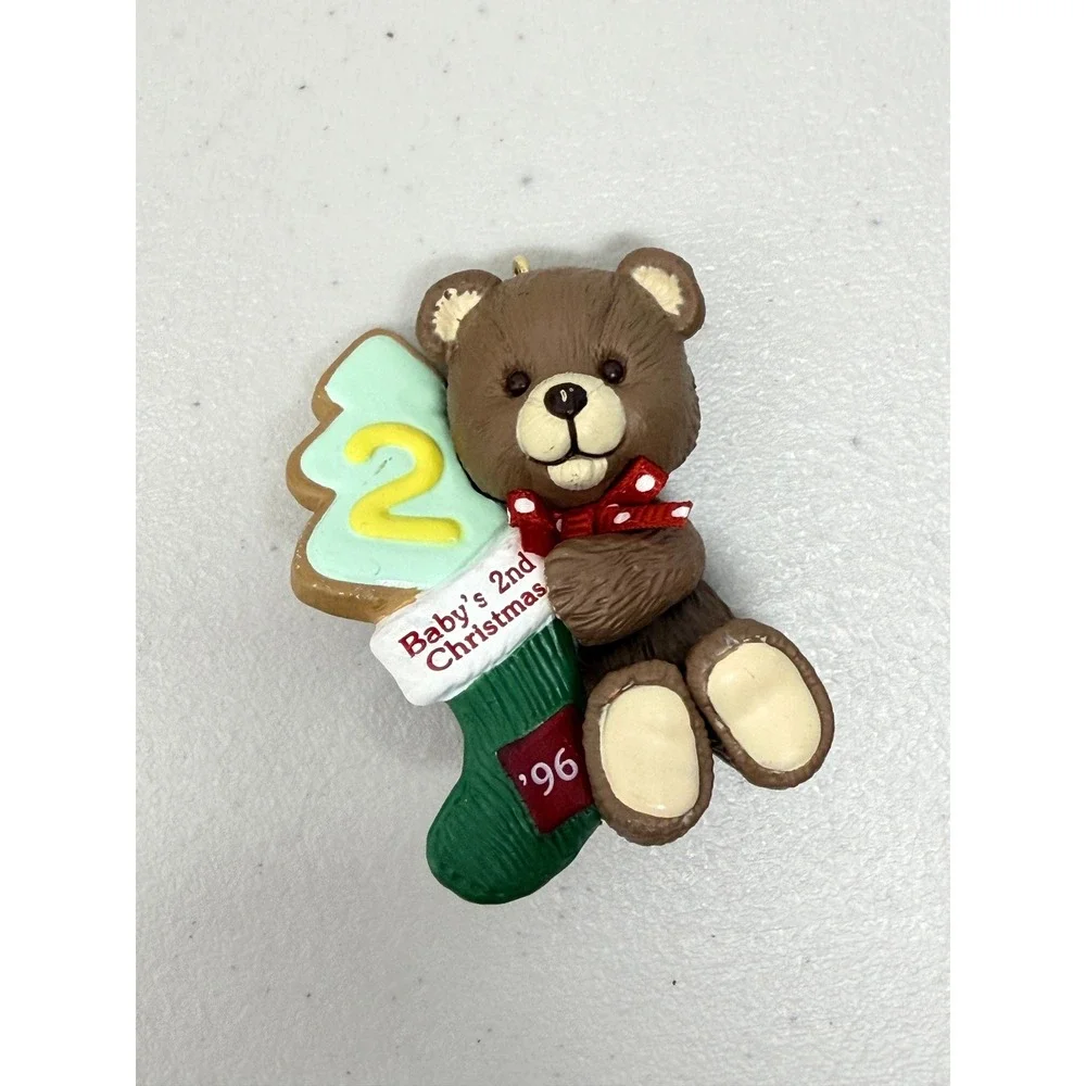 Hallmark Keepsake Ornament 1996 Babys 2nd Christmas Teddy Bear Collectable